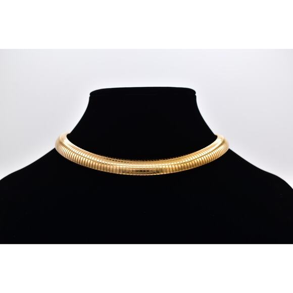 Unbranded Jewelry - Vintage Chunky Choker Tuba Statement Necklace Gold Tone Bold Retro 80s BinBQ